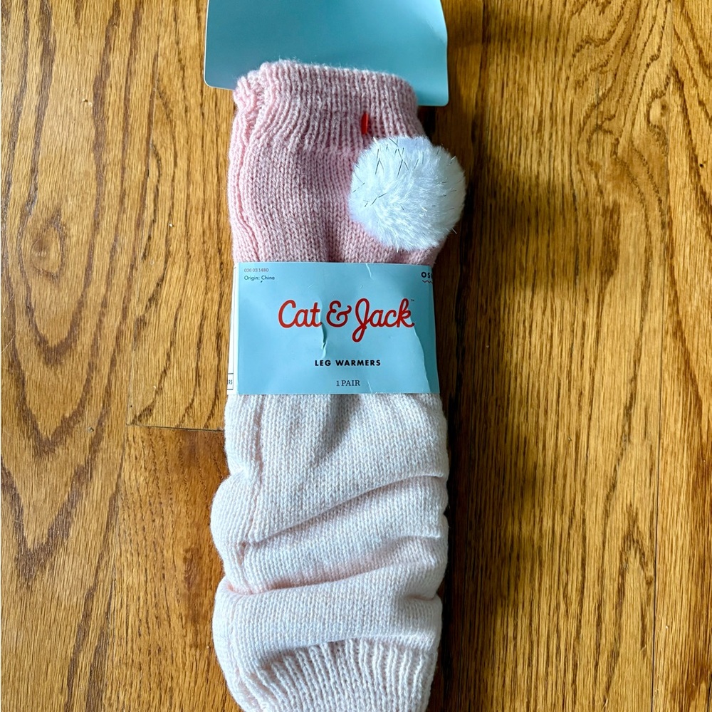 Girls Ombré Pink Leg Warmers with Pom-Poms NWT
